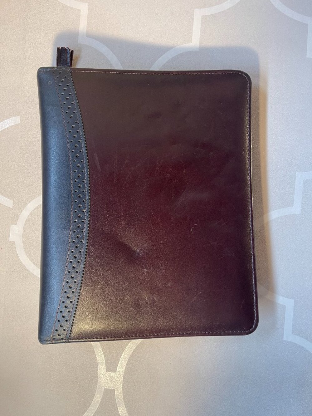 Franklin Quest Vintage Top Grain Leather Planner Binder Made in USA Organizer